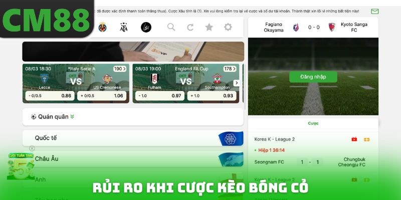 Rủi ro khi cược Kèo bóng cỏ